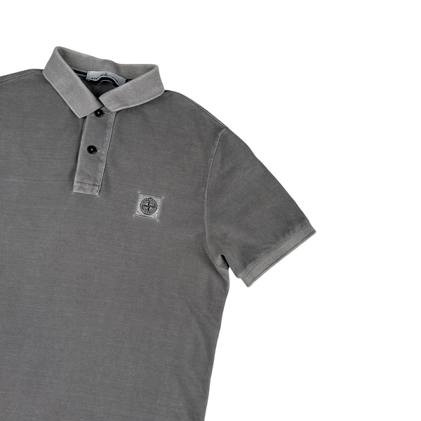 Stone Island Garment Dyed Grey Polo Shirt - Small