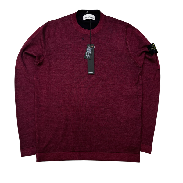 Stone Island 2018 Red Garment Dyed Knit Jumper Medium Mat s Island