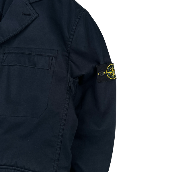 Stone Island 2015 Navy Quilted Raso Gommato Spaceman Buttoned Jacket - XL