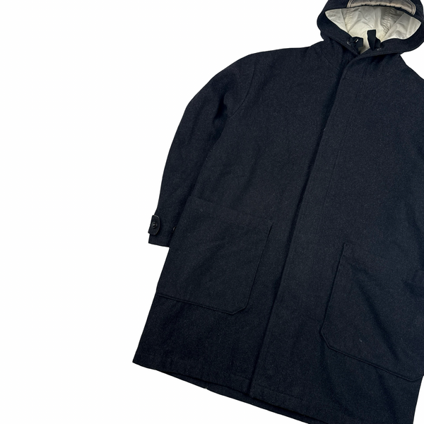 Stone Island 1998 Navy Vinatge Wool Long Parka Jacket - Large