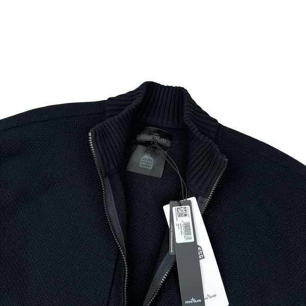 Stone Island X Dover Street Market 2023 Black Thick Wool Ghost Zip Up Jumper - Large