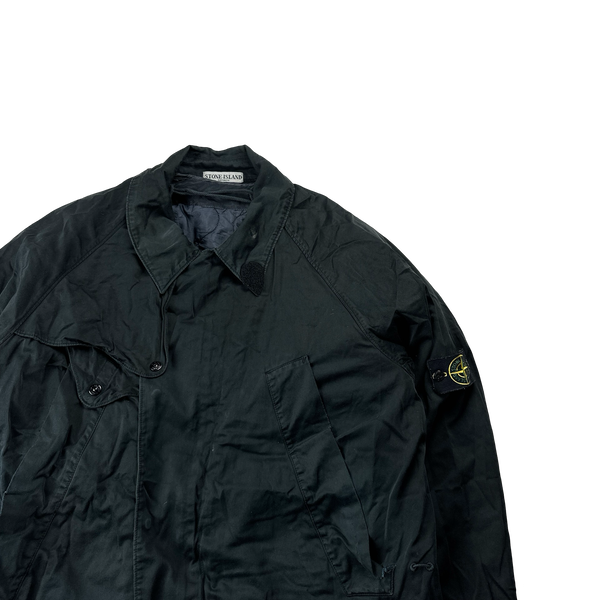 Stone Island 2003 Navy Raso Gommato Lined Trench Coat Jacket -XL