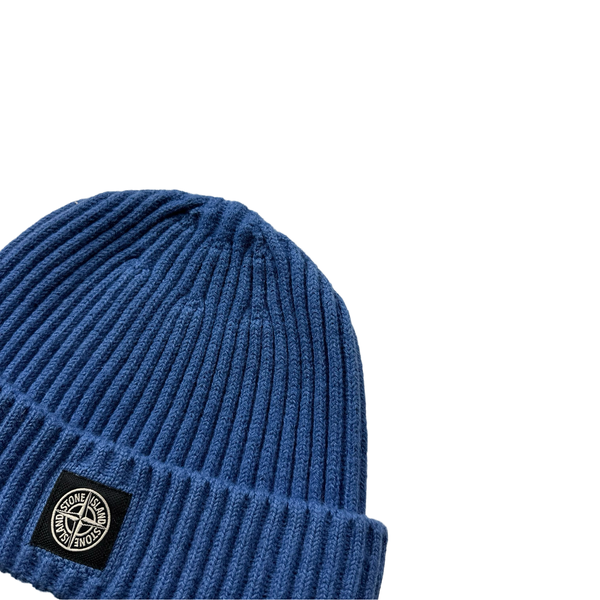 Stone Island Ribbed Wool Logo Beanie Hat