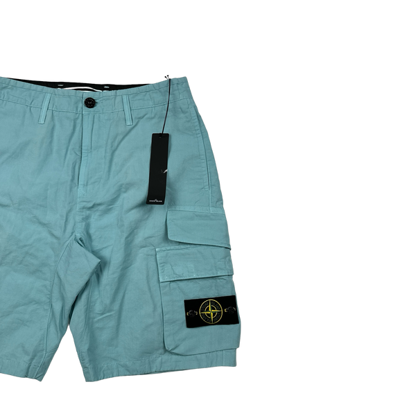 Stone Island 2022 Baby Blue Loose Fit Cargo Shorts - 29"