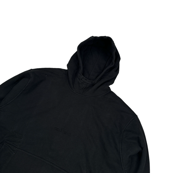 Stone Island 2023 Black Spellout Embroidered Pullover Hoodie - XL