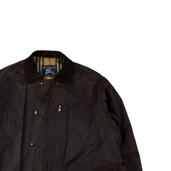 Burberry Cotton Nova Check Lined Corduroy Collar Wax Jacket - XL