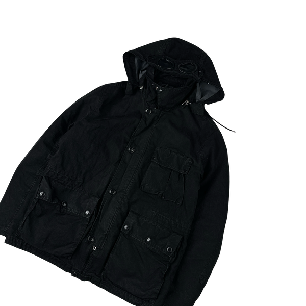 CP Company 50 Fili Down Filled Black Goggle Jacket - Medium