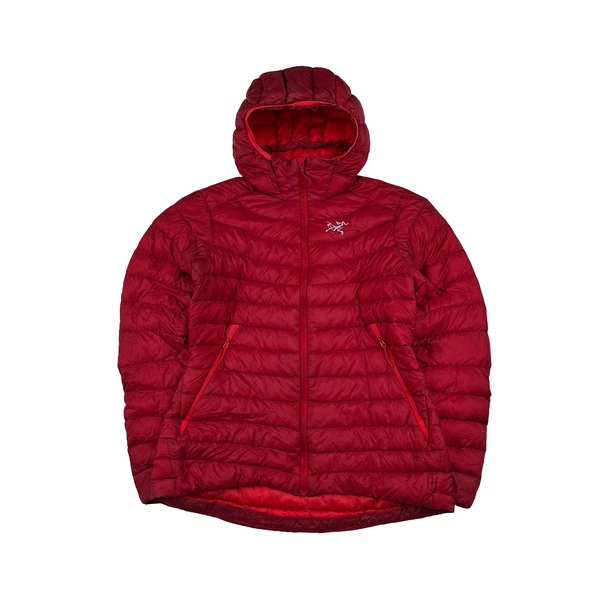 Arcteryx Women's Red Down Filled Cerium LT Zipped Hooded Jacket - Medium