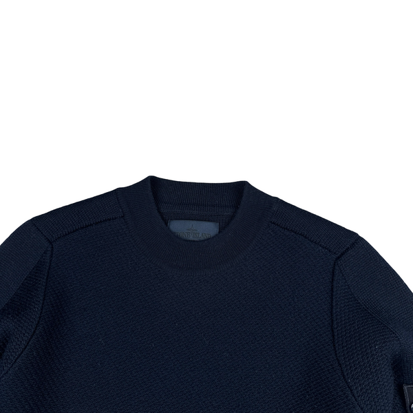 Stone Island 2017 Ghost Navy Wool Crewneck Thick Knit Jumper - Small