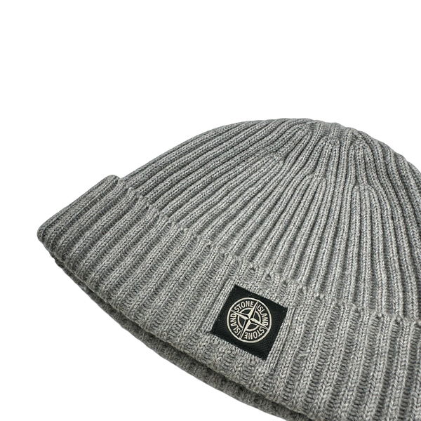 Stone Island 2013 Junior Grey Ribbed Logo Patch Beanie