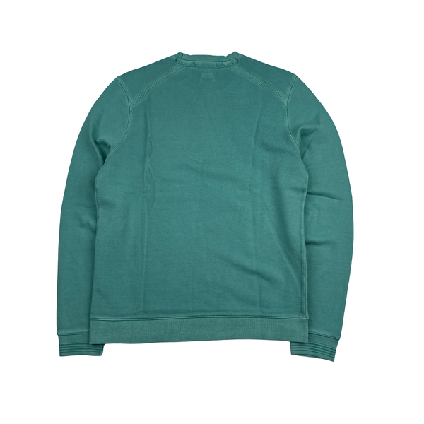 CP Company Green Cotton Garment Dyed Crewneck Jumper - Large