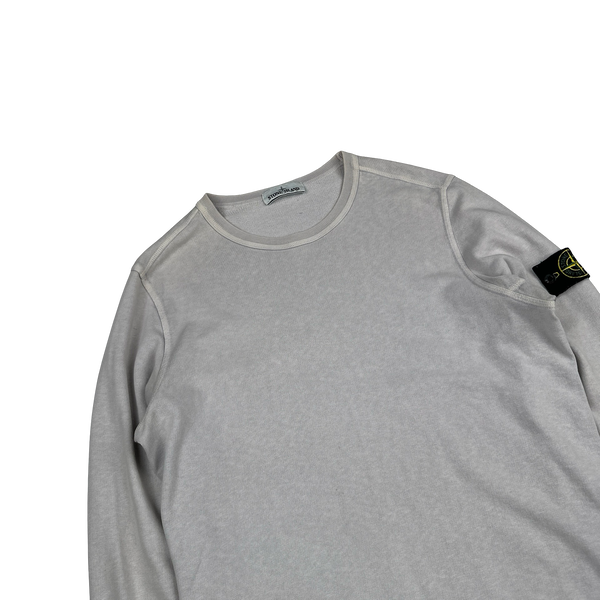 Stone Island Heather White Crewneck Jumper - Large
