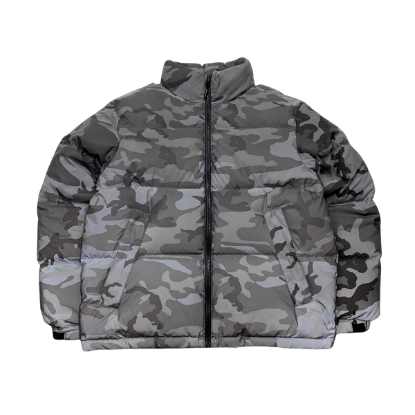 Supreme Silver Reflective Camo Puffer Jacket - Medium