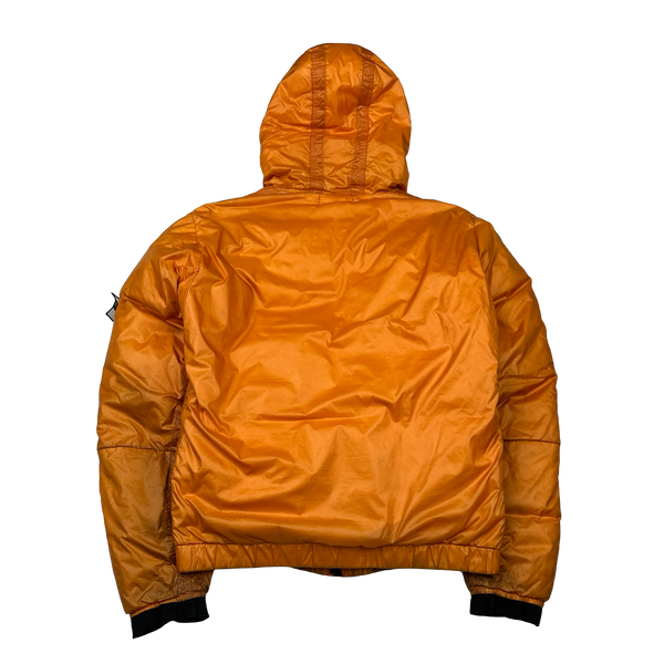 Stone Island 2007 Orange Mesh Badge Down Puffer Jacket Small