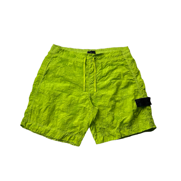 Stone Island Shadow Project 2022 Green Waffle Print Econyl Nylon Metal Shorts - XL
