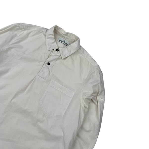 Stone Island 2019 White Quarter Buttoned Shirt - Medium
