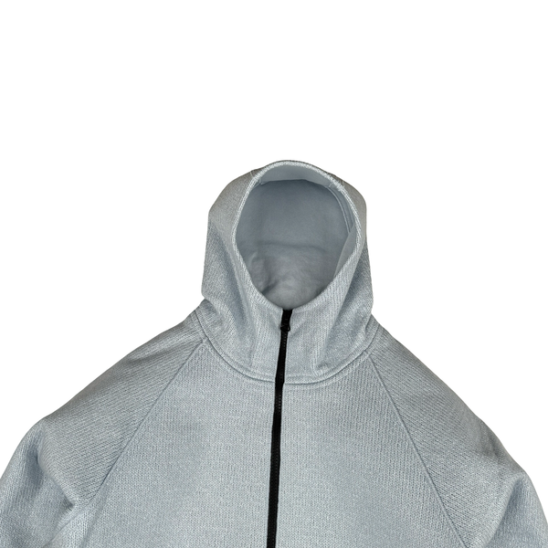 Stone Island 2025 Marina Baby Blue Wool Woven Knit Zipped Jacket - Large
