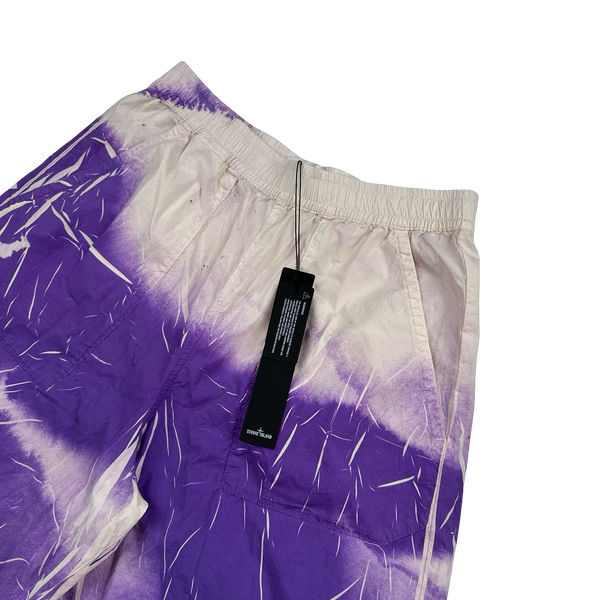 Stone Island 2024 Purple Tracery Spellout Shorts - 30" & 31”