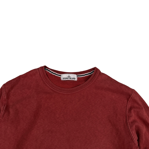 Stone Island 2015 Washed Red Cotton Pullover Jumper - Large