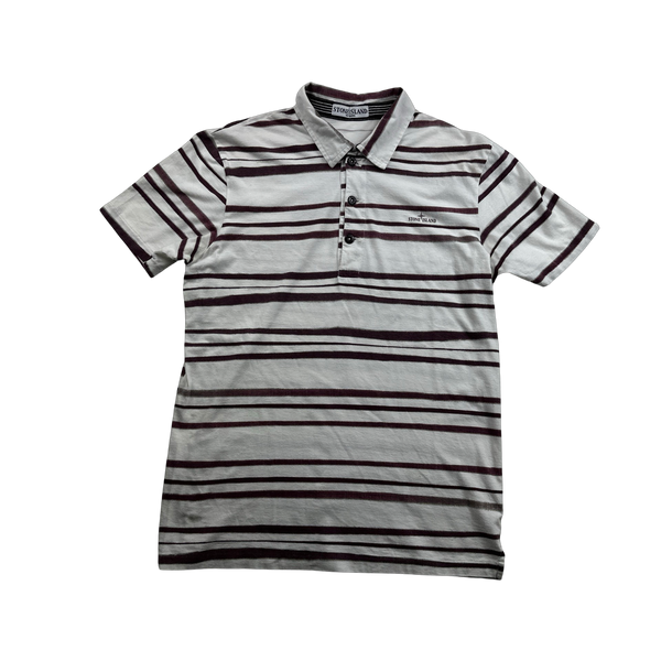 Stone Island Vintage Striped Spellout Polo Shirt - Medium