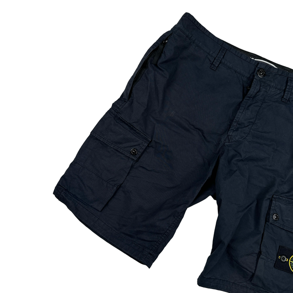 Stone Island 2023 Navy Slim Bermuda Cotton Shorts - Large