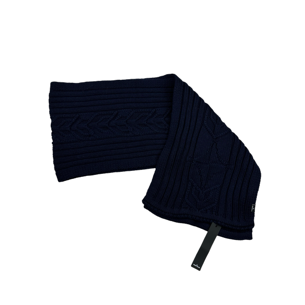 Stone Island 2020 Navy Wool President Knit Patch Scarf