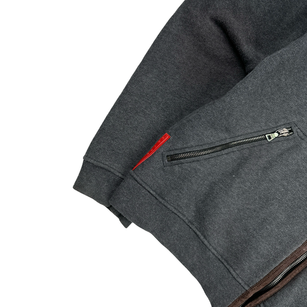 Prada Grey Lightweight Wool Zipped Knit Jumper - Large