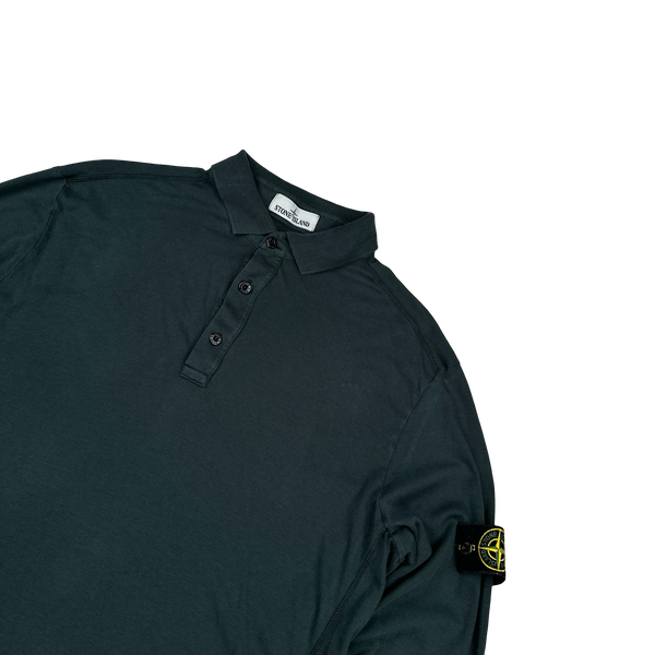 Stone Island 2020 Green Cotton Long Sleeve Polo Shirt - XXL