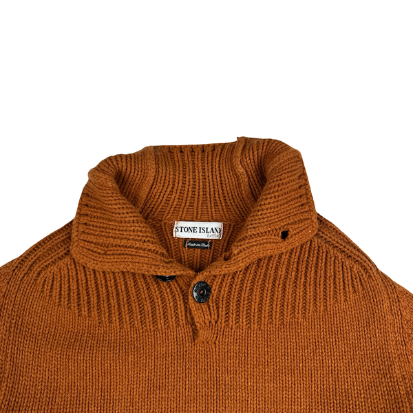 Stone Island 2002 Rust Orange Wool Blend Knit Jumper - Large