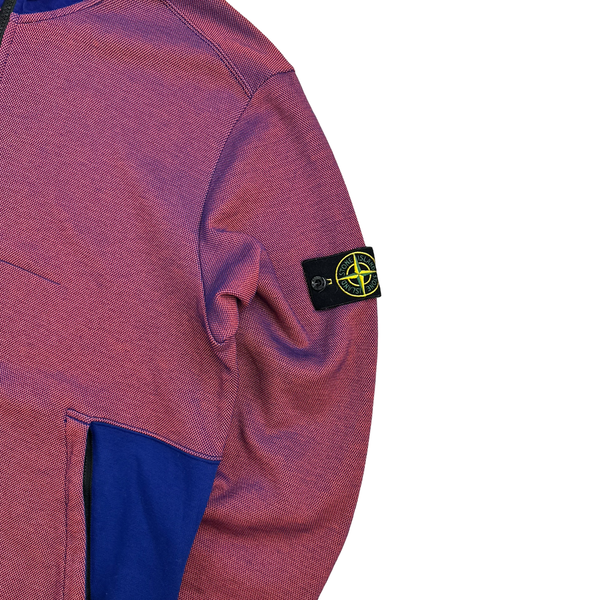 Stone Island 2016 Red Iridescent Ribbed Zip Up Hooded Jumper - XXL
