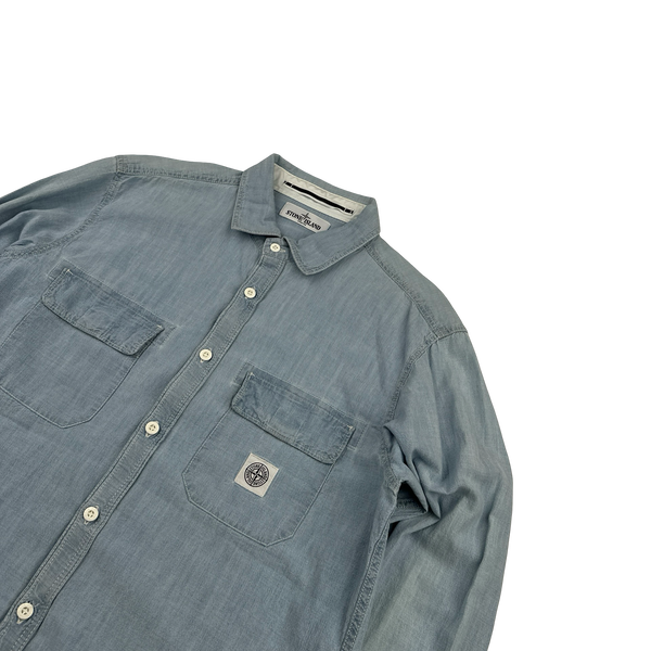 Stone Island 2013 Blue Denim Patch Buttoned Shirt - XXL