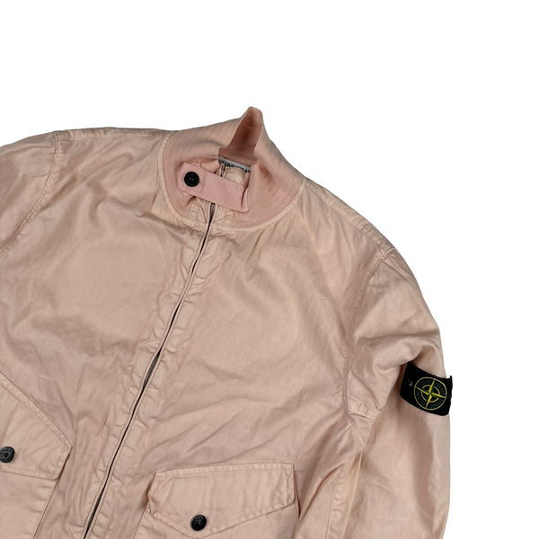 Stone Island 2002 Salmon Pink Lino Flax Blend Zipped Jacket - XL