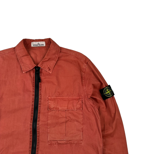 Stone Island 2019 Brick Red Brushed Cotton Overshirt - Large