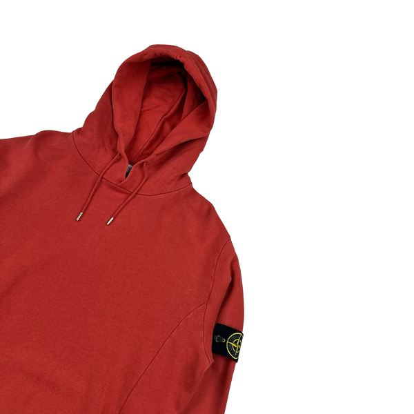 Stone Island 2010 Red Cotton Pullover Hoodie - Large