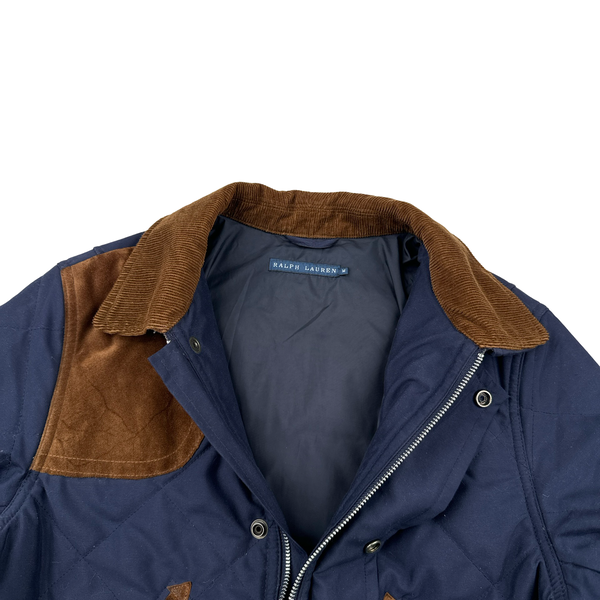Ralph Lauren Navy Corduroy Collar Pocket Quilted Jacket - Medium