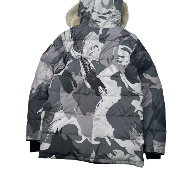 Canada Goose Grey Camo Premium Down Carson Coyote Fur Parka Jacket - Large