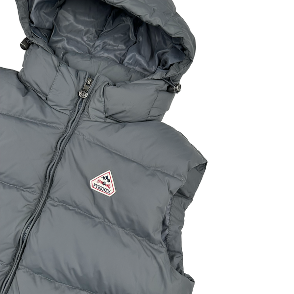 Pyrenex Grey Pure French Down Hooded Puffer Gilet Jacket - Medium