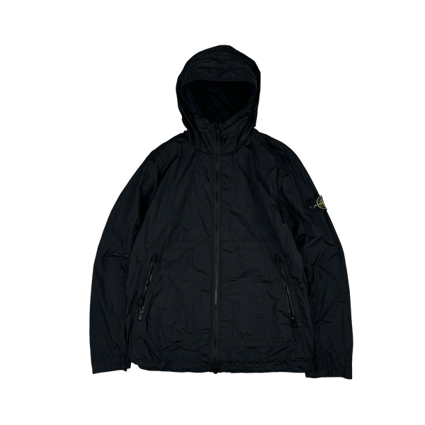 Stone Island 2023 Black Garment Dyed Crinkle Reps Jacket - Large