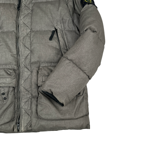 Stone Island 2019 Brown Lino Resinato Down -TC Puffer Jacket - Small