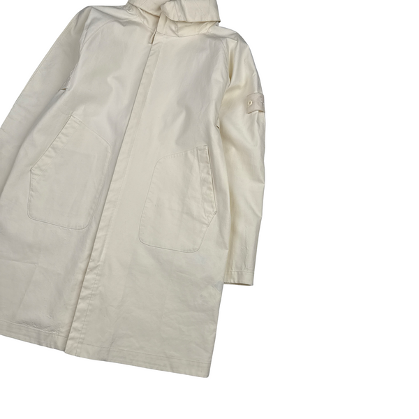Stone Island 2017 White Ghost Piece Mac Supima 2L Long Jacket - Small
