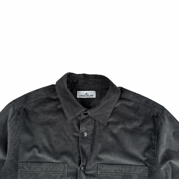 Stone Island 2025 Grey Corduroy Cotton Overshirt - XL