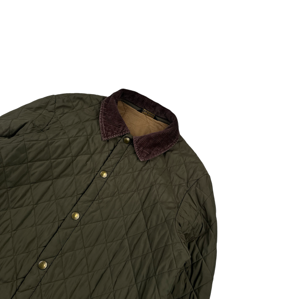Barbour Khaki Diamond Quilted Shooting Jacket - Large