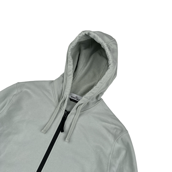 Stone Island 2022 Icy Blue Cotton Zipped Hoodie - Medium