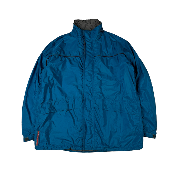 Prada Blue Nylon Red Tab Windbreaker Jacket - XL