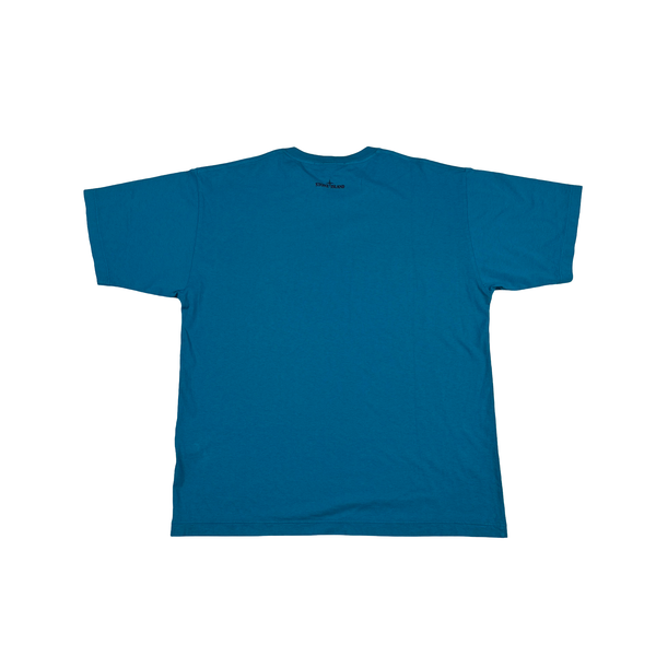 Stone Island 2023 Blue Reflective Graphic Short Sleeved T Shirt - Large