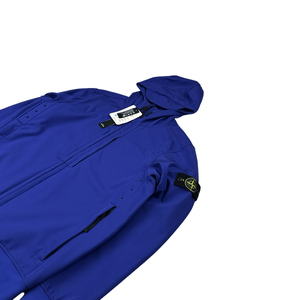Stone Island Blue Soft Shell R e-Dye Hooded Jacket - Large