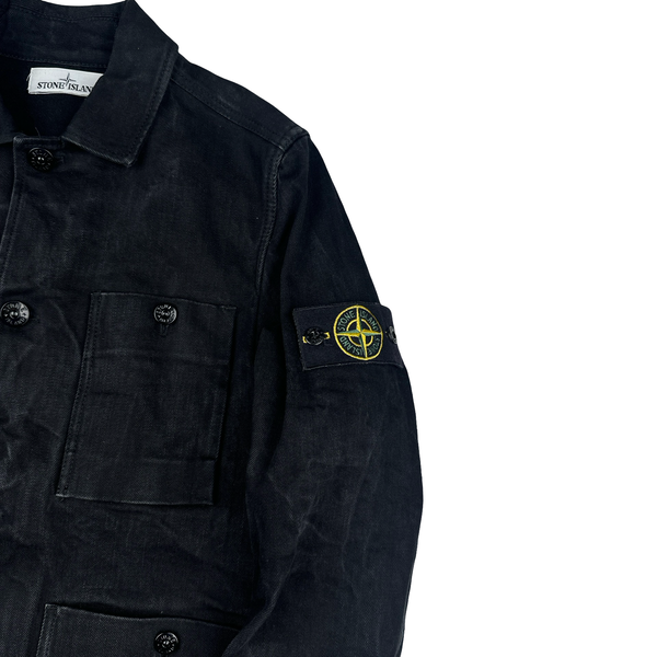 Stone Island 2015 Black Denim Buttoned Jacket - Small