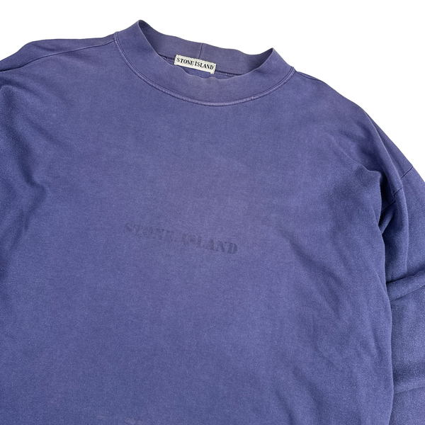 Stone Island 90s Navy Spellout Vintage Pullover - Large