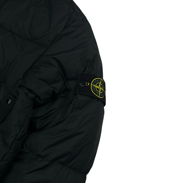 Stone Island 2021 Black Crinkle NY Down Puffer Jacket - Large