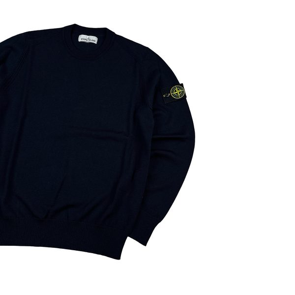 Stone Island 2020 Navy Crewneck Wool Knit Jumper - Small